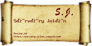 Sárváry Jolán névjegykártya